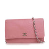 Chanel CC Embossed Lambskin Camellia Wallet On Chain Secondhand