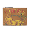 LOEWE Paulas Ibiza Leather Lion and Floral Print Clutch Secondhand