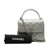 Chanel Mini CC Metallic Lambskin Top Handle Clutch With Chain Secondhand