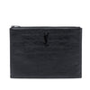 Saint Laurent Croc Embossed Leather Monogram Clutch Secondhand