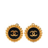 Chanel CC Gold Plated and Enamel Button Clip On Earrings Secondhand