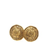Chanel CC Gold Plated Round Crest Clip On Earrings Secondhand