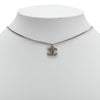 Chanel Silver Plated CC Rhinestones Pendant Necklace Secondhand
