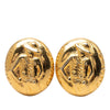 Chanel Gold Plated Mademoiselle Oval Clip On Earrings Secondhand