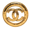 Chanel CC Gold Plated Cut Out Round Brooch Secondhand