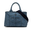 Prada Small Denim Canapa Logo Tote Secondhand