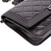 Secondhand Chanel Quilted Shiny Aged Calfskin Boy Wallet On Chain