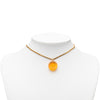 Chanel CC Gold Plated Resin Camellia Round Pendant Necklace Secondhand
