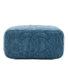 Chanel Small Quilted Denim Camellia Sweetheart Vanity Case With Chain Secondhand