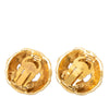 Chanel CC Gold Plated Hollow Round Clip On Earrings Secondhand