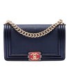 Chanel Old Medium Lambskin Embossed Cube Boy Flap Secondhand