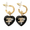 Chanel CC Gold Plated Resin and Strass Heart Drop Push Back Earrings Secondhand