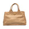 Prada Large Woven Goatskin Madras Shopping Tote Secondhand