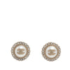 Chanel CC Gold Plated Faux Pearl Strass Bullet Back Earrings Secondhand