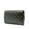 Chanel Quilted Striated Metallic Patent Clutch with Chain Secondhand