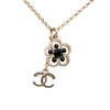 Chanel CC Gold Plated Strass Faux Pearl Flower Pendant Necklace Secondhand