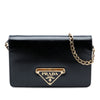 Prada Saffiano Vernice Flip Lock Wallet on Chain Clutch Secondhand