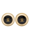 Chanel CC Gold Plated and Enamel Round Button Clip On Earrings Secondhand