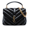 Saint Laurent Medium Calfskin and Suede Chevron Monogram College Satchel Secondhand