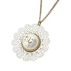 Chanel Gold Plated CC Faux Pearl Lace Pendant Necklace Secondhand