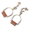 Hermès Silver Plated and Swift Leather Equestre Etrier Push Back Earrings Secondhand