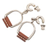 Hermès Silver Plated and Swift Leather Equestre Etrier Push Back Earrings Secondhand