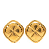 Chanel Quilted Gold Plated Rhombus Clip On Earrings Secondhand
