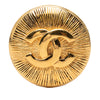 Chanel CC Gold Plated Round Sunburst Brooch Secondhand