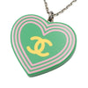 Chanel Silver Plated CC Resin Heart Pendant Necklace Secondhand