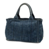 Prada Small Denim Canapa Logo Satchel Secondhand