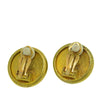 Chanel Gold Plated Logo Round Button Clip On Earrings Secondhand
