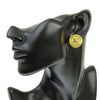 Chanel Gold Plated Logo Round Button Clip On Earrings Secondhand
