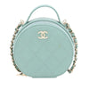 Chanel Quilted Caviar Handle With Care Round Vanity Case with Chain Secondhand