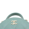 Chanel Quilted Caviar Handle With Care Round Vanity Case with Chain Secondhand