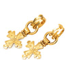 Chanel CC Gold Plated Cross Drop Clip On Earrings Secondhand
