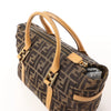 FENDI Zucca Canvas x Leather Handbag in Brown Secondhand