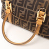 FENDI Zucca Canvas x Leather Handbag in Brown Secondhand