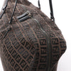Secondhand FENDI Zucchino Canvas x Leather Handbag in Brown 7VS018