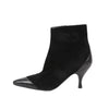 Salvatore Ferragamo Gancini Leather & Suede Ankle Boots in Black, Size 4.5 US Secondhand