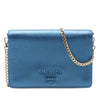 Prada Metallic Saffiano Lux Monochrome Wallet on Chain Secondhand