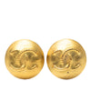 Chanel CC Gold Plated Button Clip On Earrings Secondhand