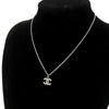 Chanel Silver Plated CC Rhinestone Pendant Necklace Secondhand