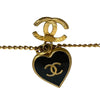 Chanel Gold Plated Enamel CC Heart Pendant Necklace Secondhand