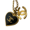 Chanel Gold Plated Enamel CC Heart Pendant Necklace Secondhand