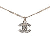 Chanel Silver Plated CC Rhinestone Pendant Necklace Secondhand