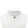 Chanel Silver Plated CC Rhinestone Pendant Necklace Secondhand