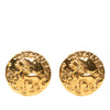 Chanel CC Gold Plated Lion Round Clip On Earrings Secondhand