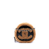 Chanel Shearling Trimmed Shiny Crumpled Sheepskin Round Clutch with Chain Secondhand