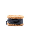 Chanel Shearling Trimmed Shiny Crumpled Sheepskin Round Clutch with Chain Secondhand