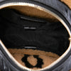 Chanel Shearling Trimmed Shiny Crumpled Sheepskin Round Clutch with Chain Secondhand
